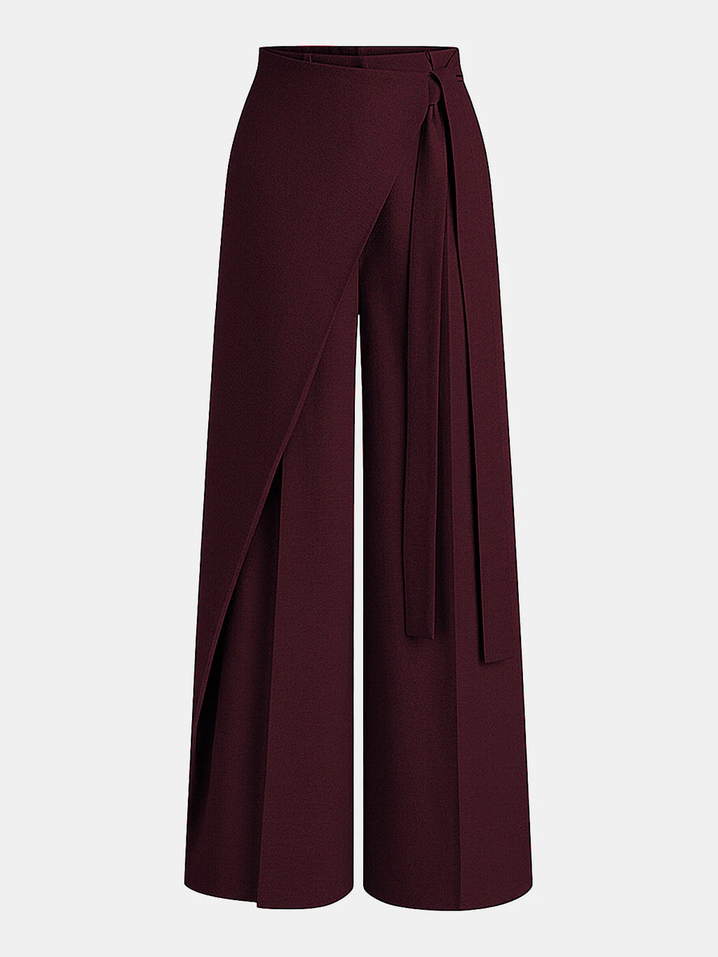 Asymmetric Wrap Wide-Leg Pants