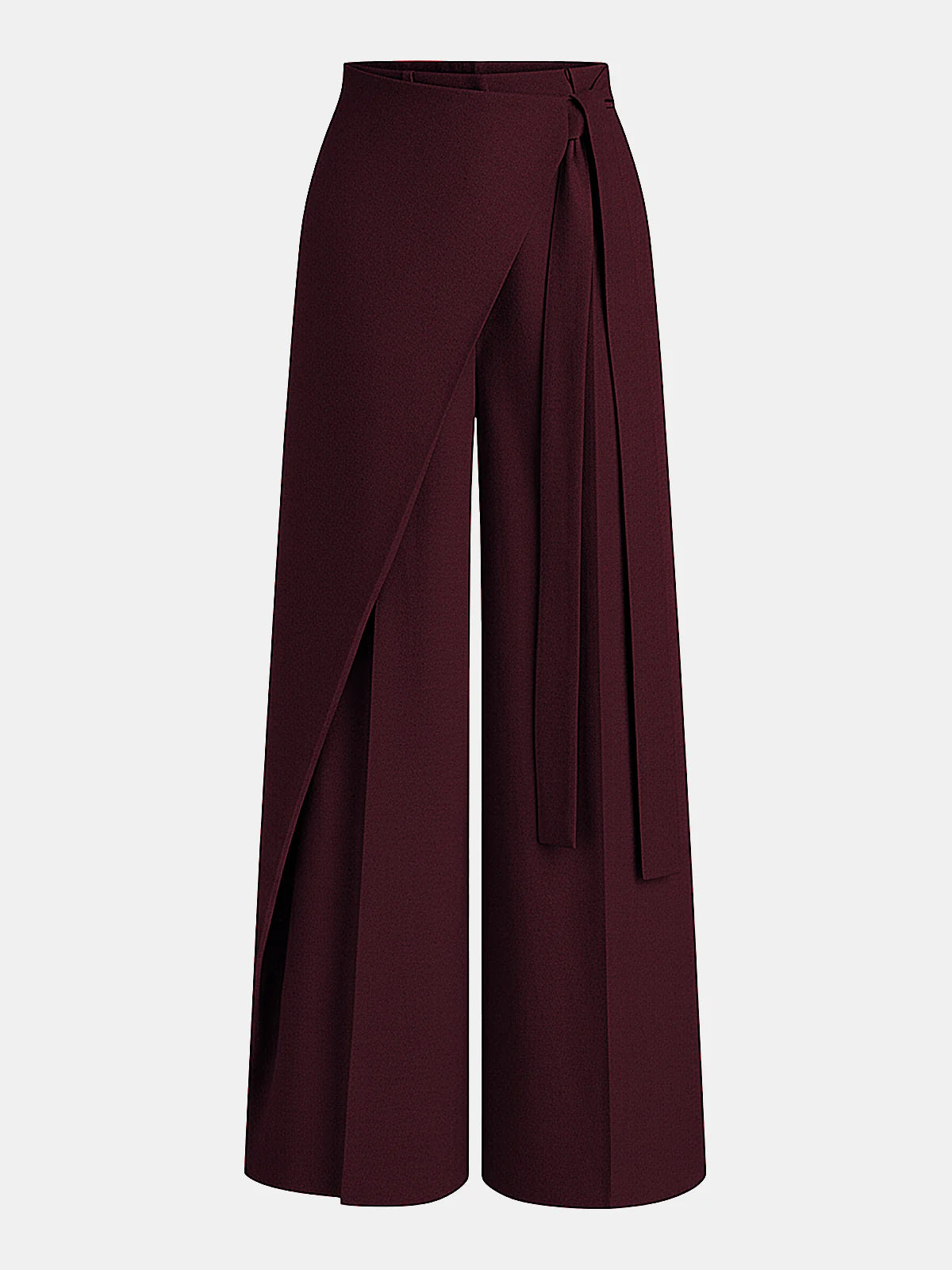 Asymmetric Wrap Wide-Leg Pants