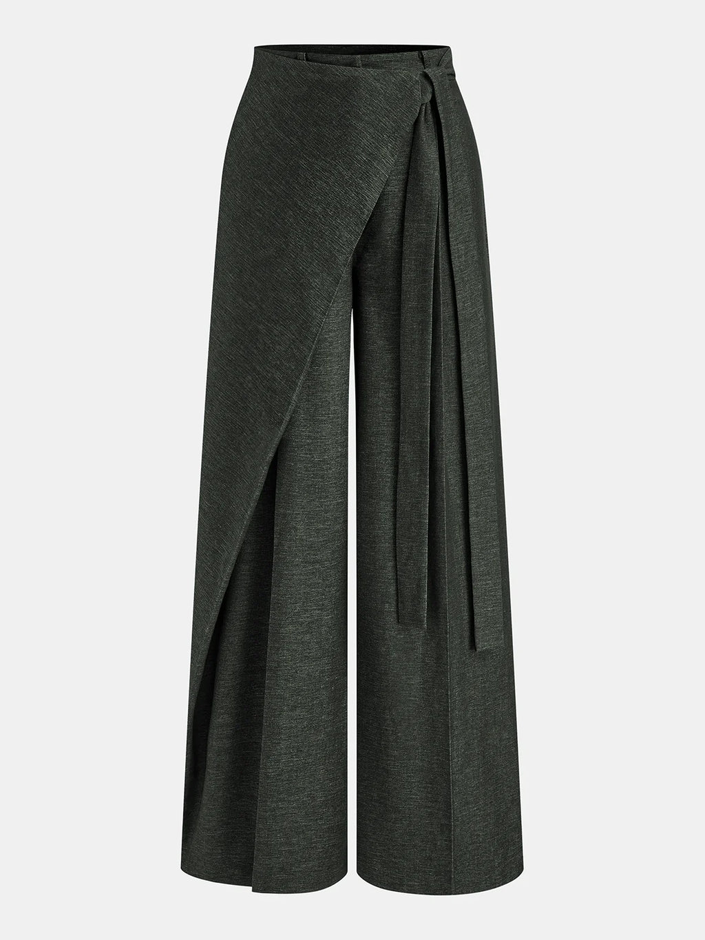 Asymmetric Wrap Wide-Leg Pants
