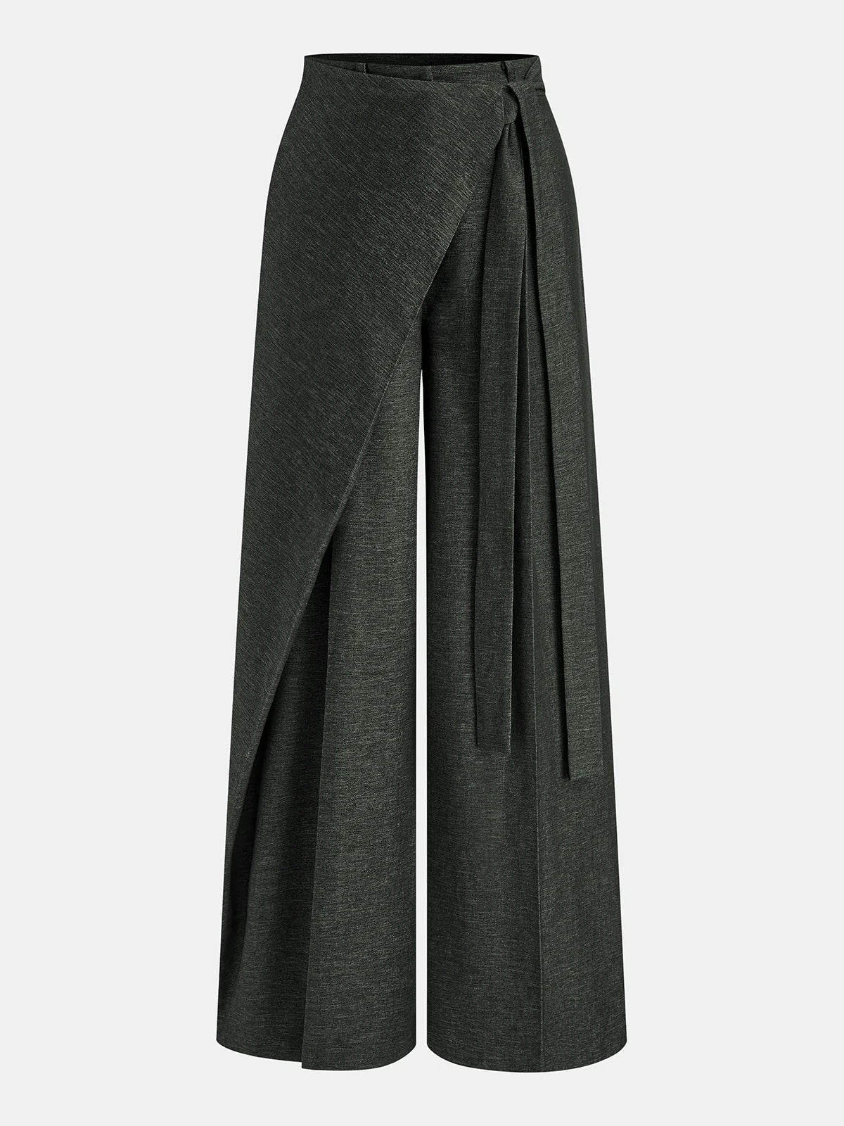 Asymmetric Wrap Wide-Leg Pants