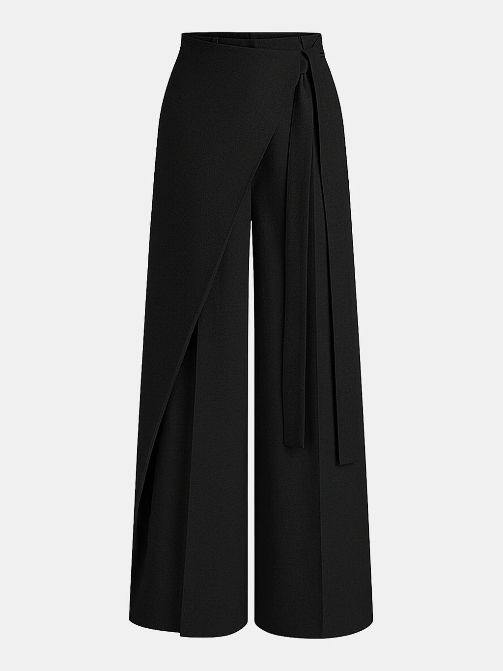 Asymmetric Wrap Wide-Leg Pants