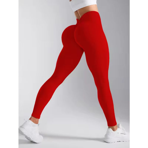 Back V-waist Yoga Leggings Women Seamless Slim Pants Gym Workout Running Sexy Butt Lift Sports Leggings Stretchy Ribbed Pants