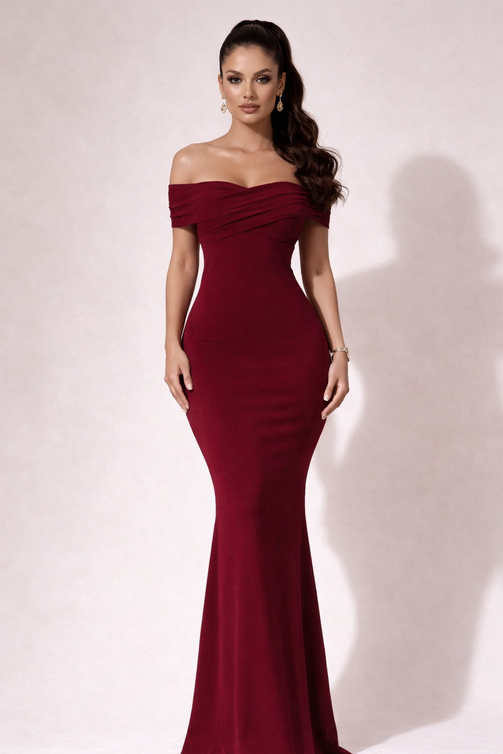 Elegant Off-Shoulder Sculpted Maxi Dress