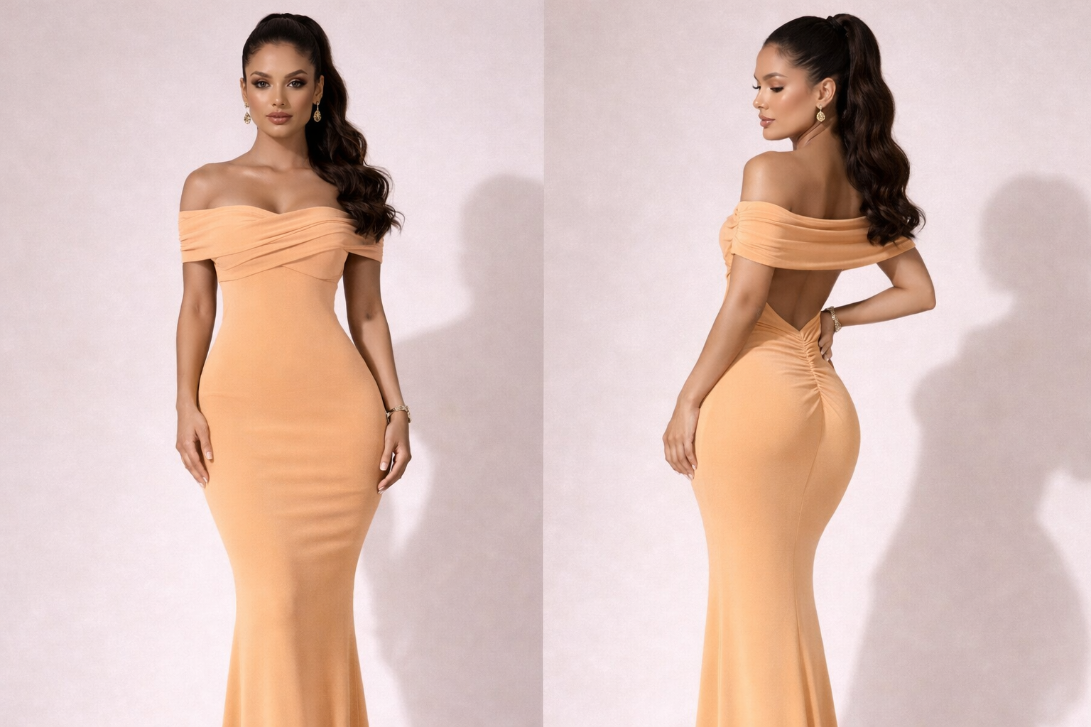 Elegant Off-Shoulder Sculpted Maxi Dress