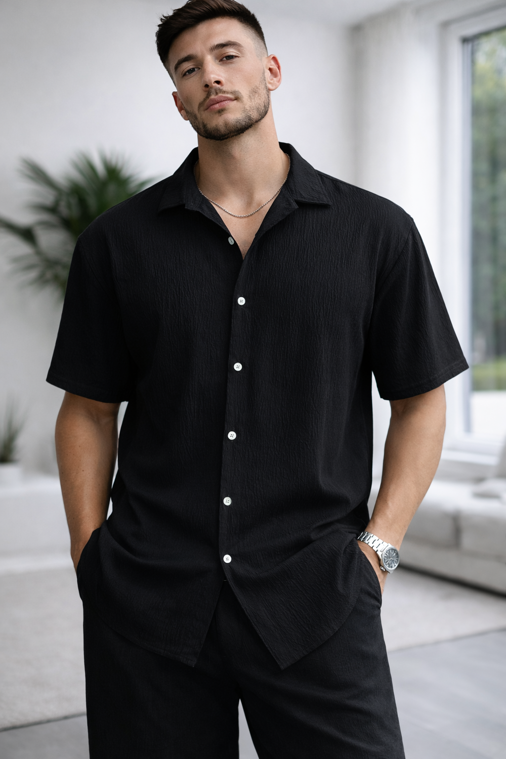 Essential Textured Short Sleeve Shirt