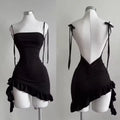 New Korean Style Y2K Sexy Backless Lace Up Dress For Women Fashion Slim Fit Gothic Street Bodycon Mini Dress