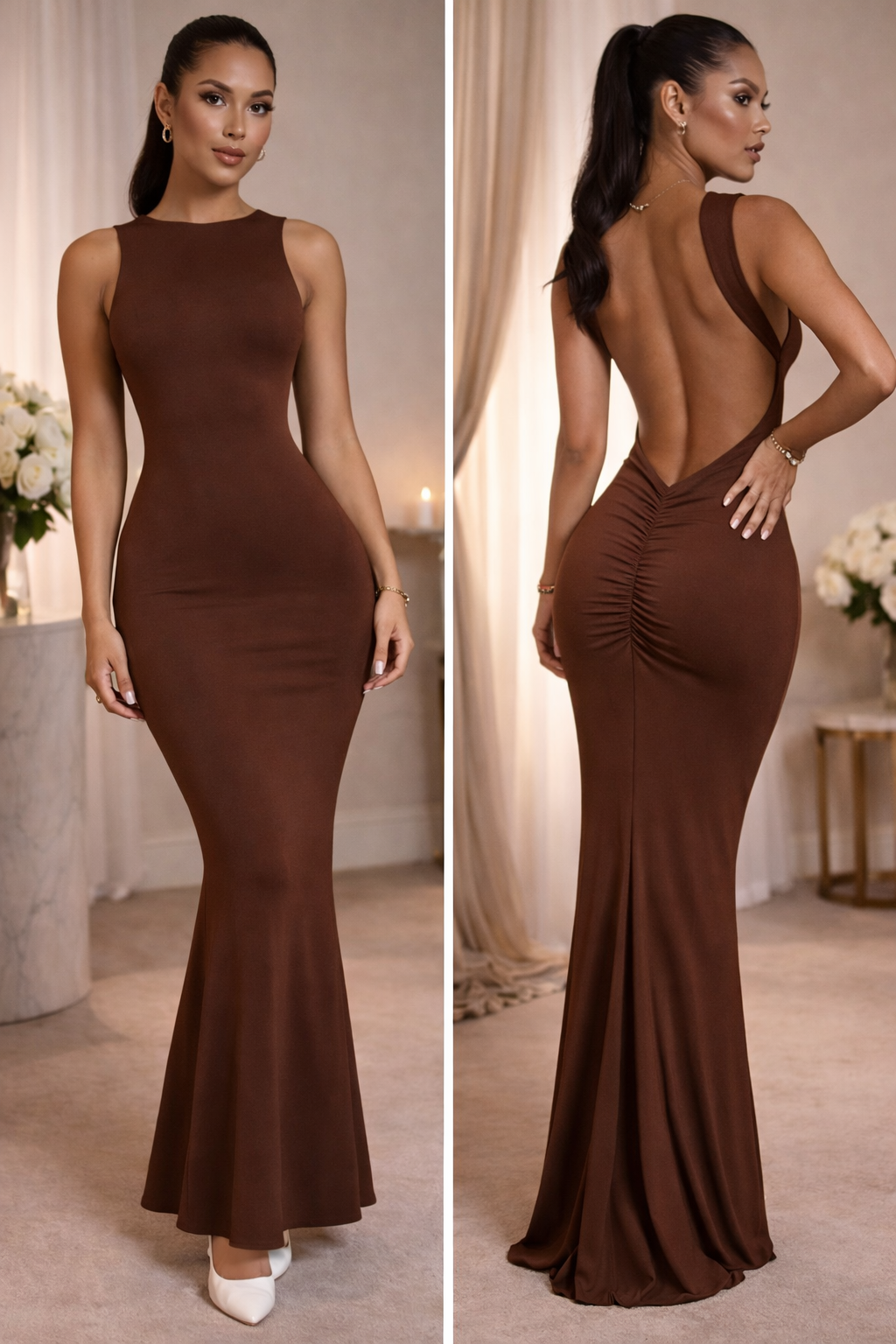 Blush Sculpt Backless Maxi Dress