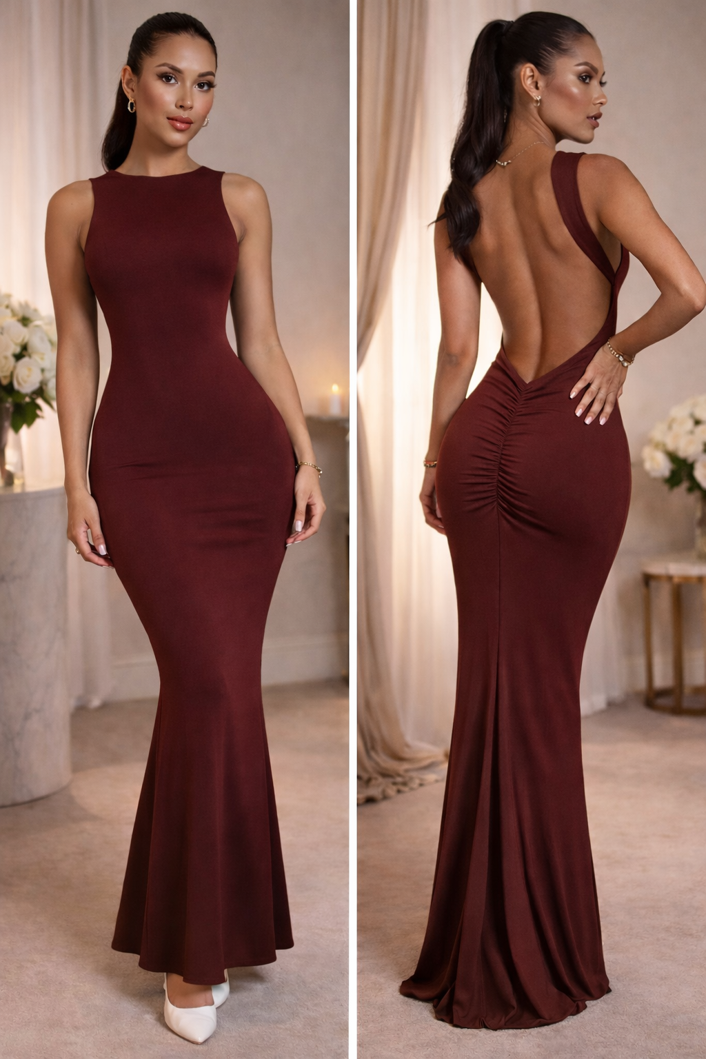 Blush Sculpt Backless Maxi Dress