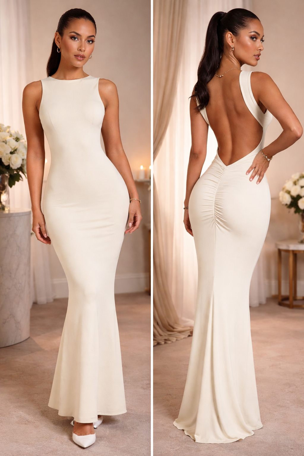 Blush Sculpt Backless Maxi Dress