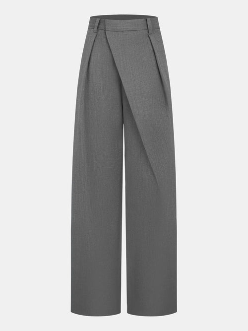 Asymmetric Pleated Wide-Leg Pants