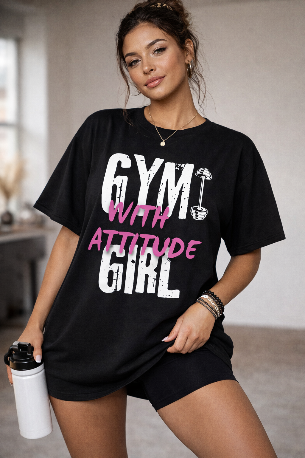 Gym Girl With Attitude – Oversized Statement Tee